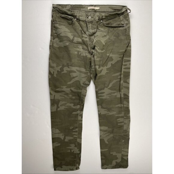 Levis 711 Pants Skinny Ankle Women’s 31 Camo Stretch Mid Rise Green - Picture 2 of 7